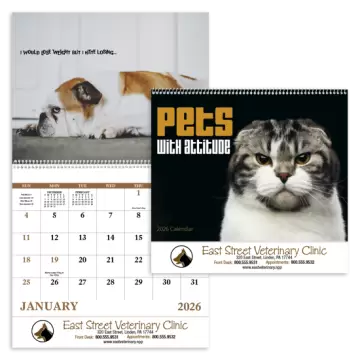 Pets with Attitude Wall Calendar - Spiral